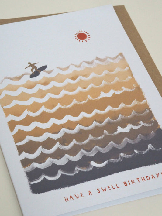 Catch the Waves 'Have a Swell Birthday!' Surfing Greeting Card