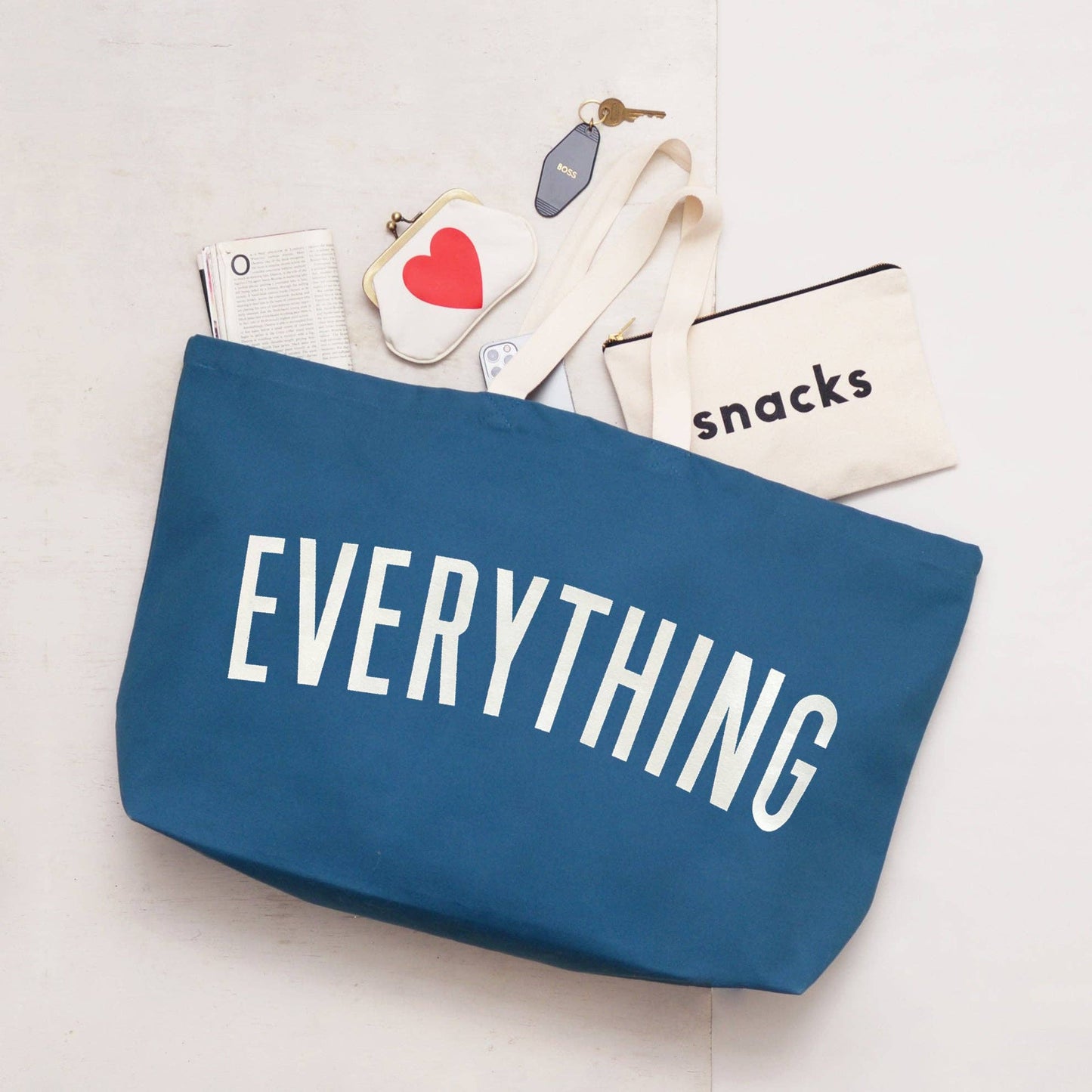 The 'Everything; Extra Large Canvas Tote Bag – Ocean Blue