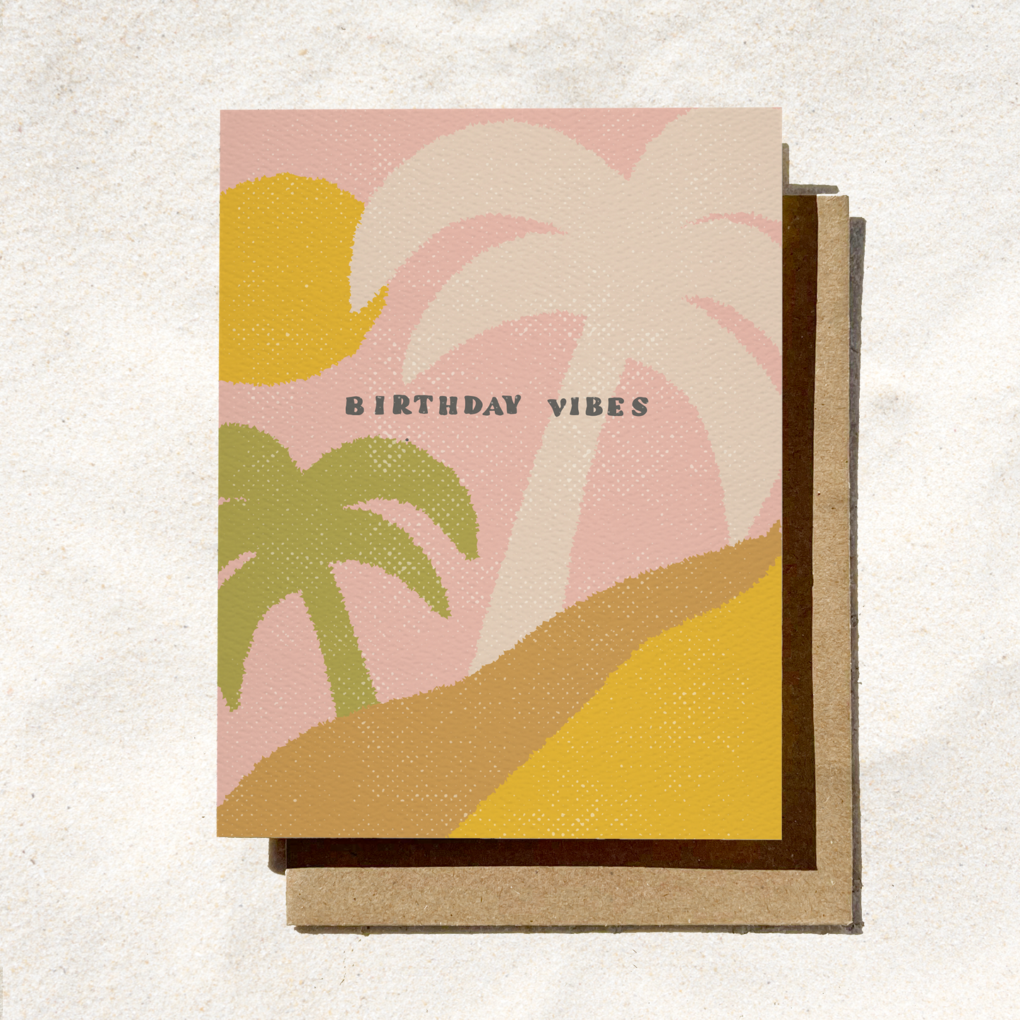 Golden Hour Escape Retro Palm Tree 'Birthday Vibes' Card