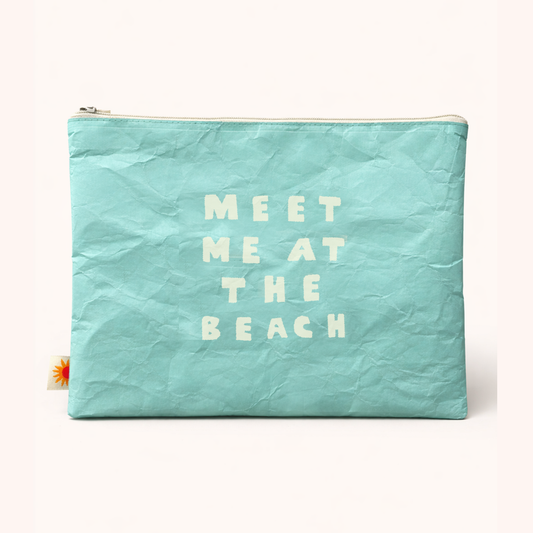'Meet Me at the Beach' Sand-Proof Beach Pouch