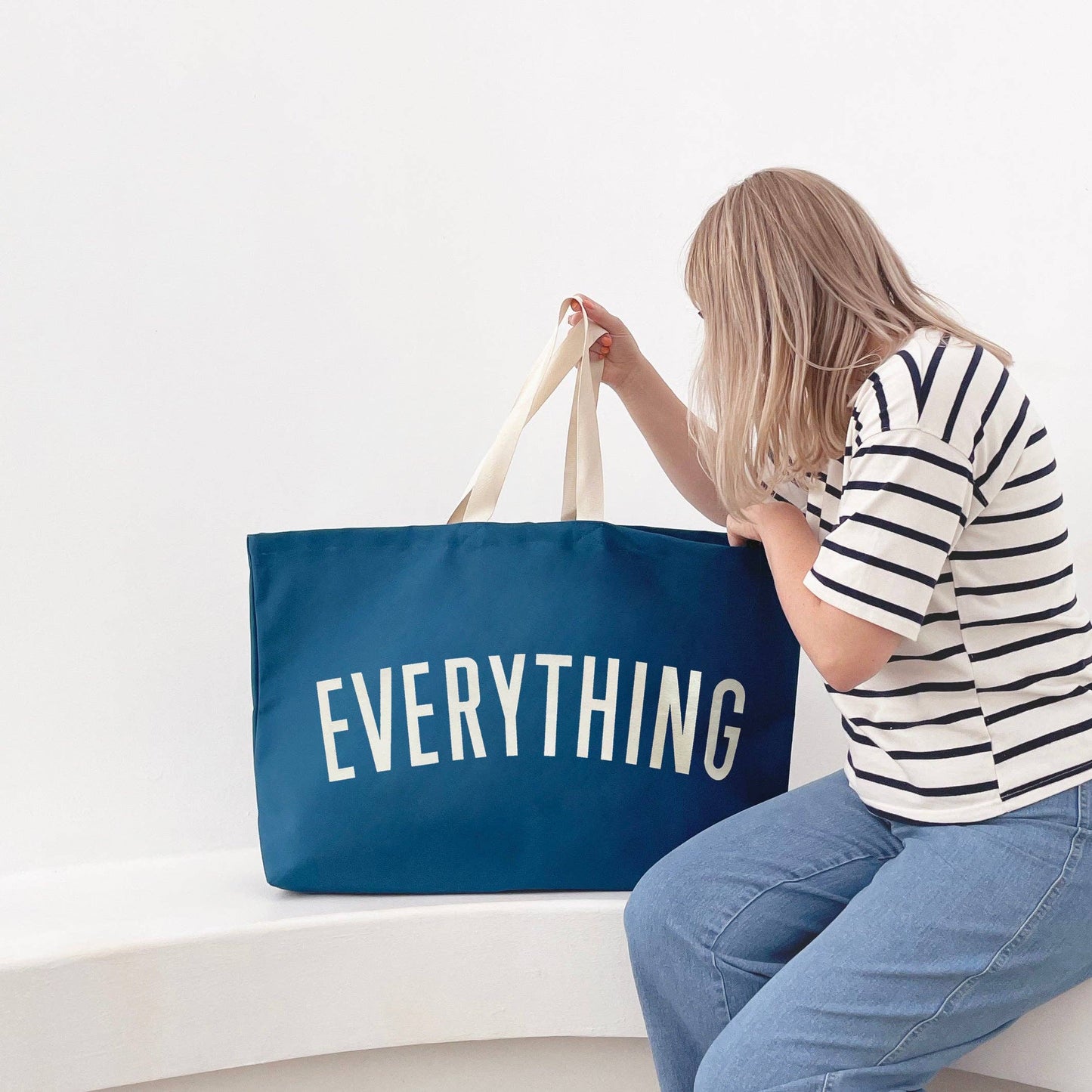 The 'Everything; Extra Large Canvas Tote Bag – Ocean Blue