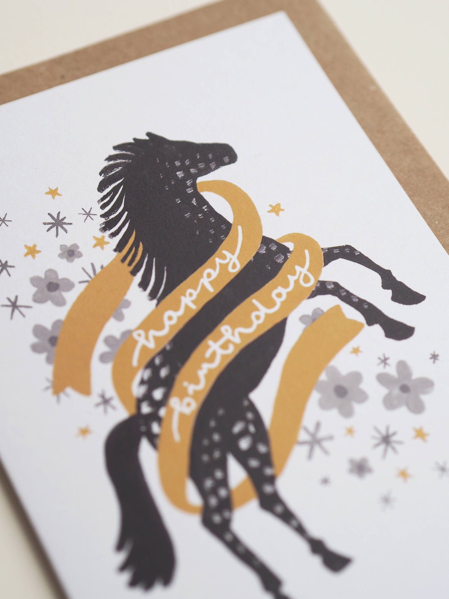 Wild & Majestic Folk Art Horse 'Happy Birthday' Greeting Card