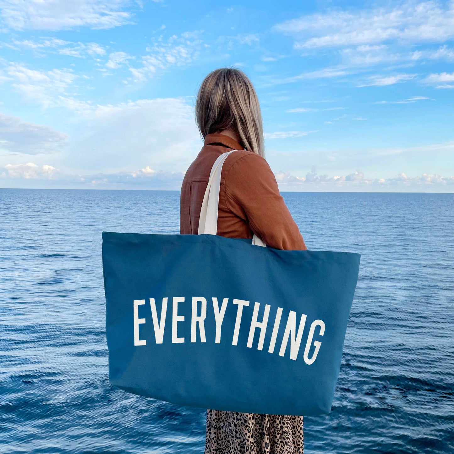 The 'Everything; Extra Large Canvas Tote Bag – Ocean Blue