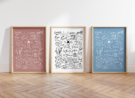 Mumbles Doodle Print By Travel Prints Wales