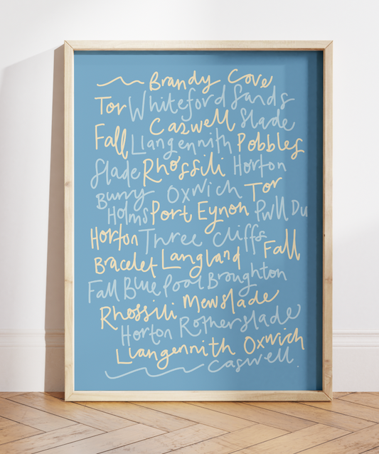 Gower Beaches Doodle Print By Travel Prints Wales Close Up