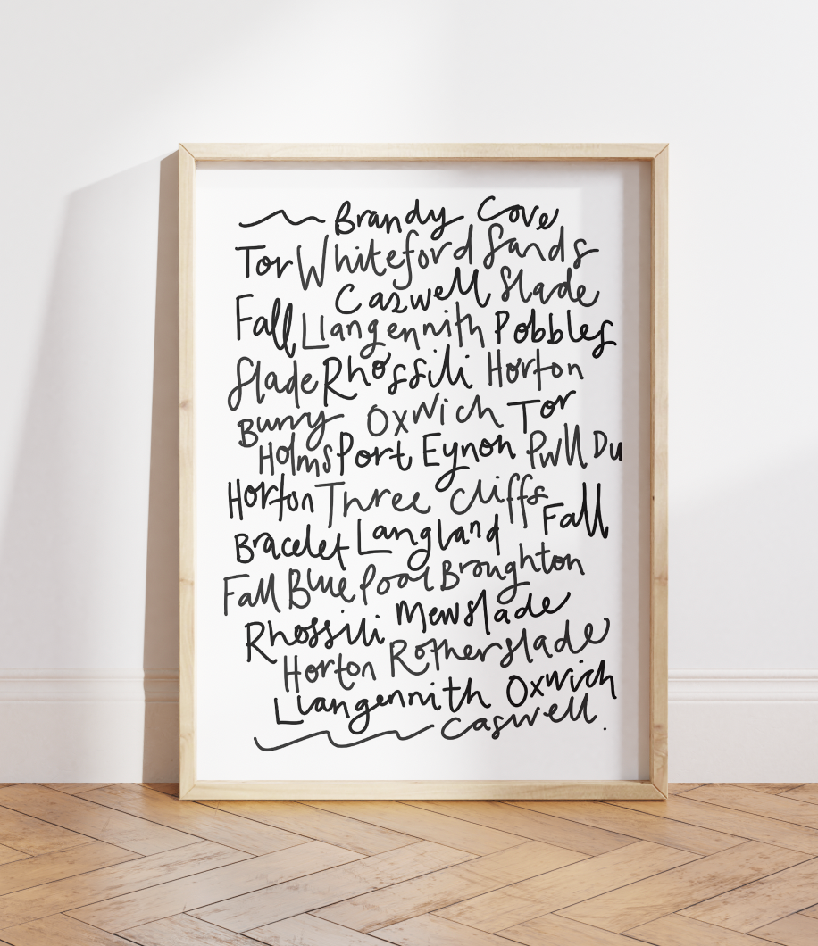 Gower Beaches Doodle Print