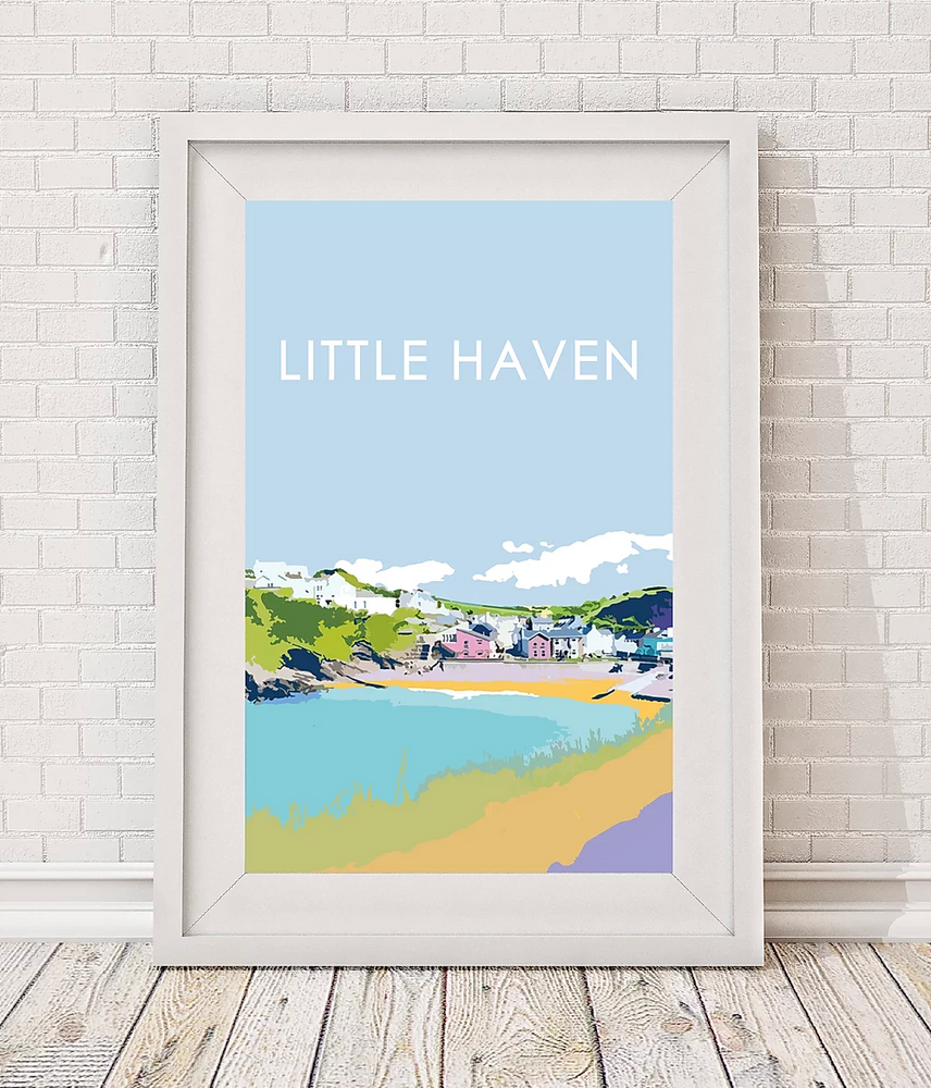 little haven pembrokeshire print showing bay and slipway by travel prints wales