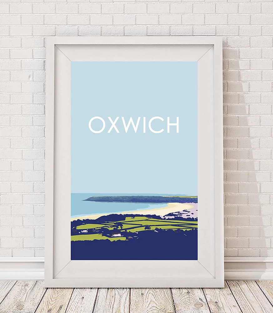 oxwich bay gower print by travel prints wales