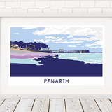 penarth beach print with penarth pier in the background by travel prints wales