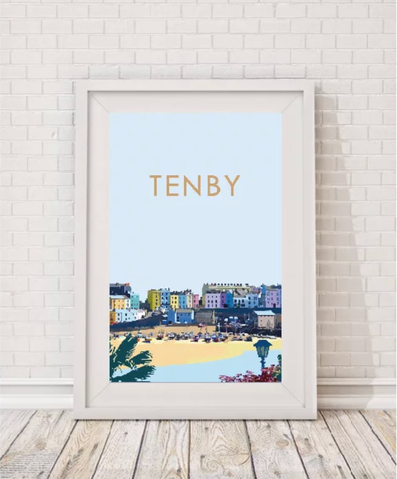 tenby beach west wales print by travel prints wales